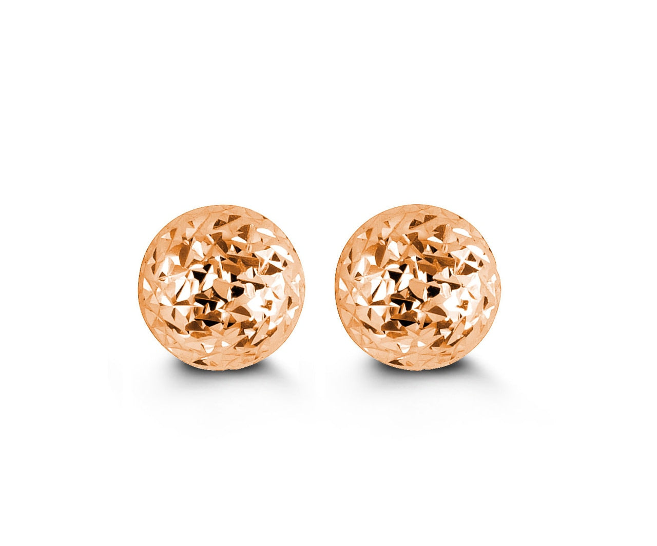 10KT Rose Gold Textured Ball Style Earrings 8mm Diameter