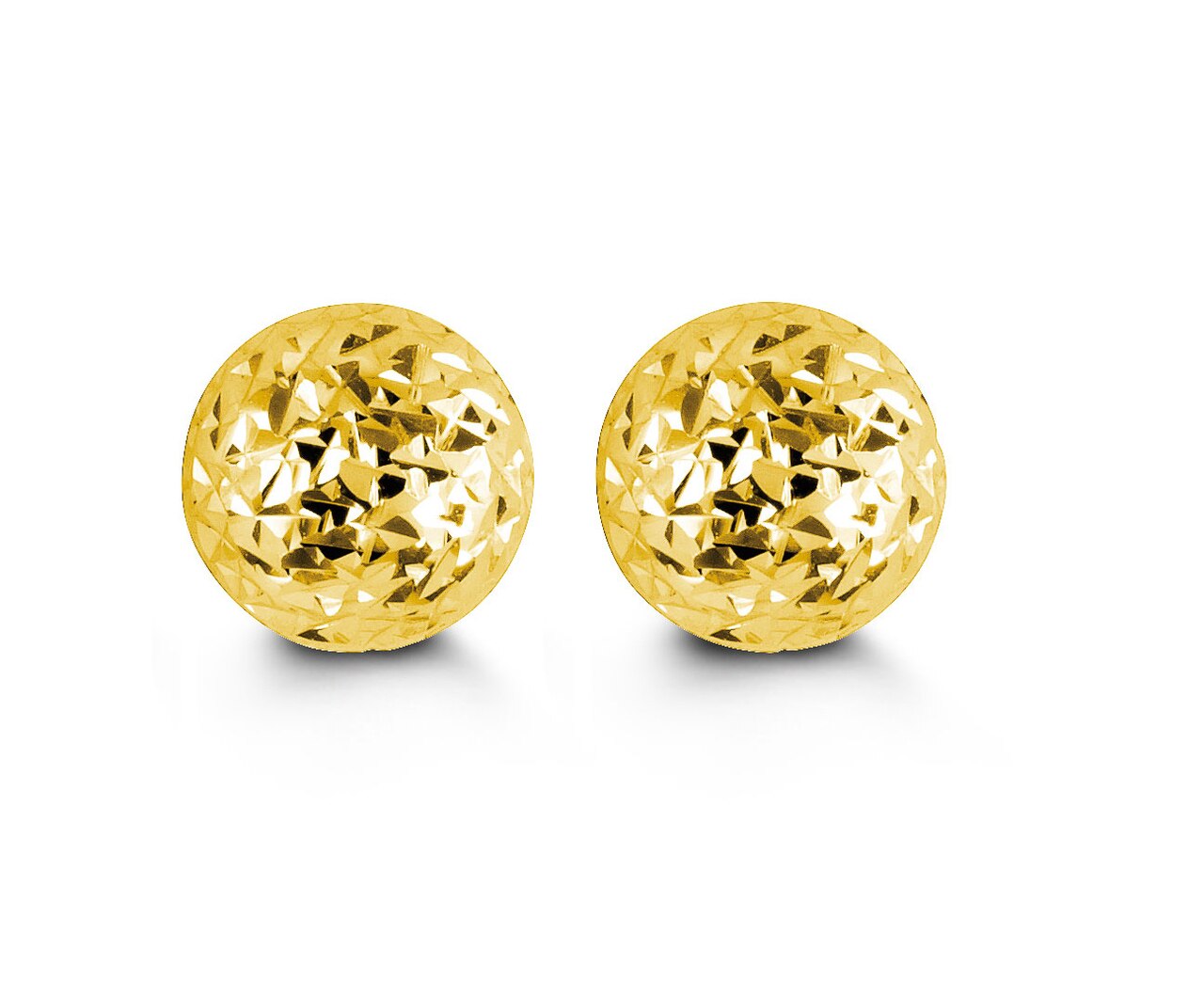 10KT Yellow Gold Textured Ball Style Earrings 10mm Diameter