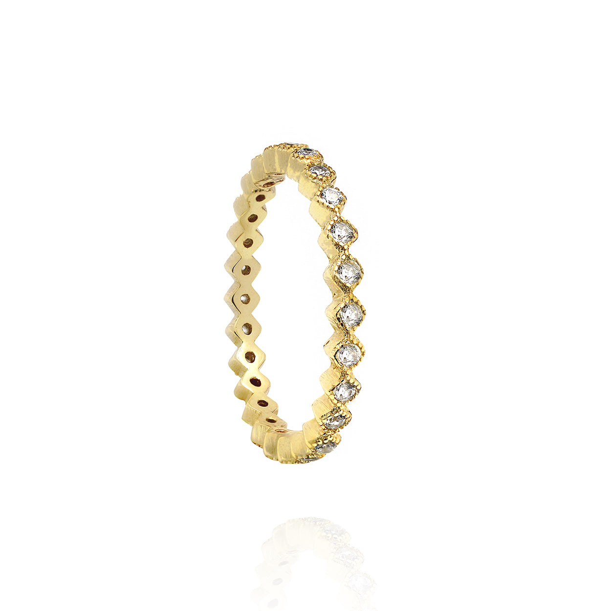 18kt Gold Plated Stackers Ring with Cubic Zirconia 2