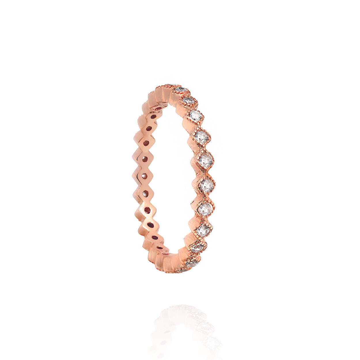 18kt Rose Gold Plated Stackers Ring with Cubic Zirconia 2