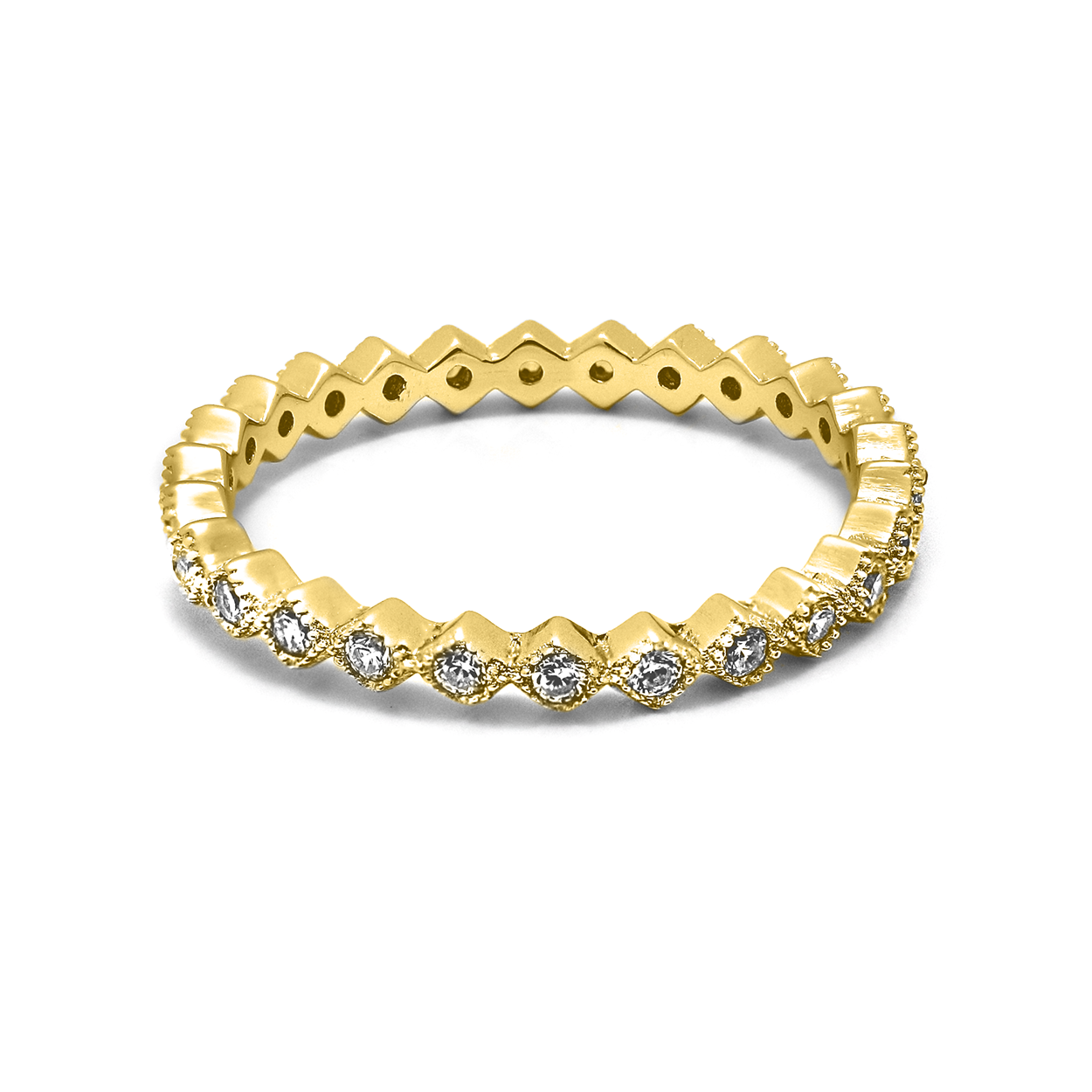 18kt Gold Plated Stackers Ring with Cubic Zirconia