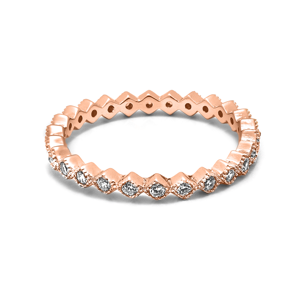 18kt Rose Gold Plated Stackers Ring with Cubic Zirconia