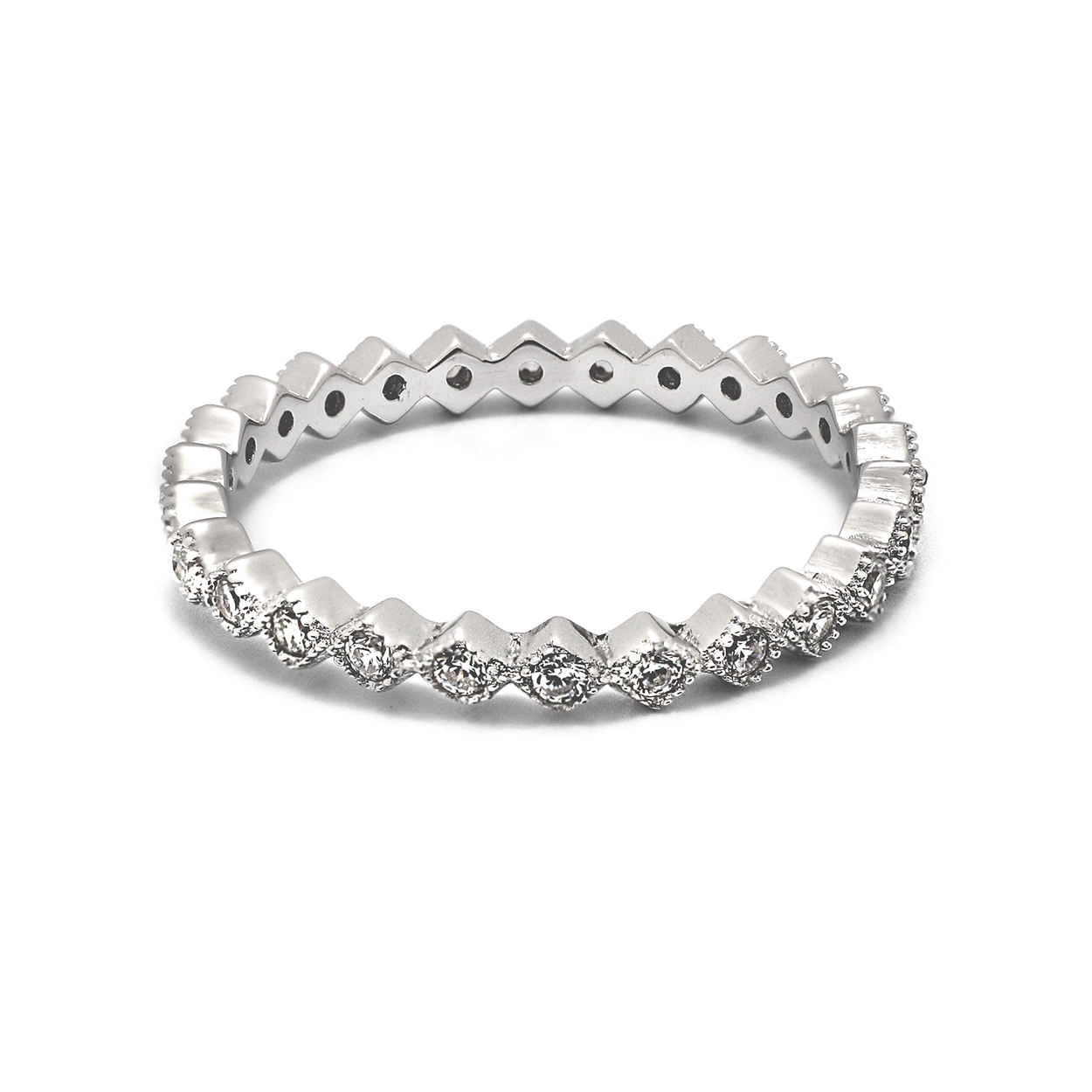 Sterling Silver Stackers Ring with Cubic Zirconia
