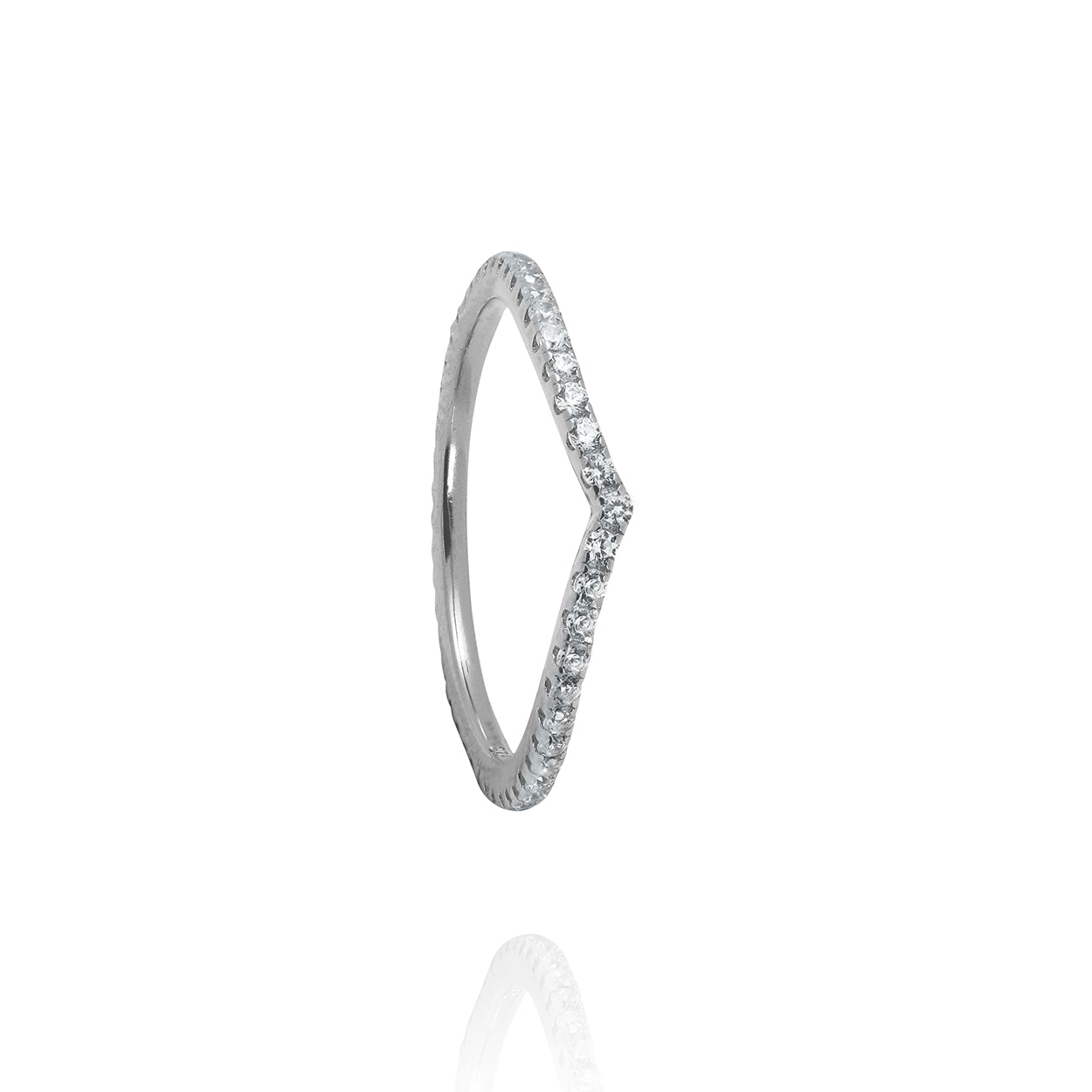 Sterling Silver Wedge Style Stackable Ring with Cubic Zirconia 3