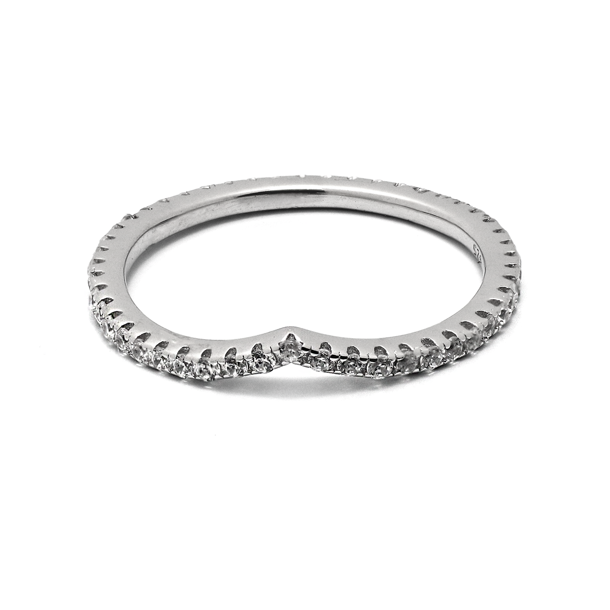 Sterling Silver Wedge Style Stackable Ring with Cubic Zirconia 2