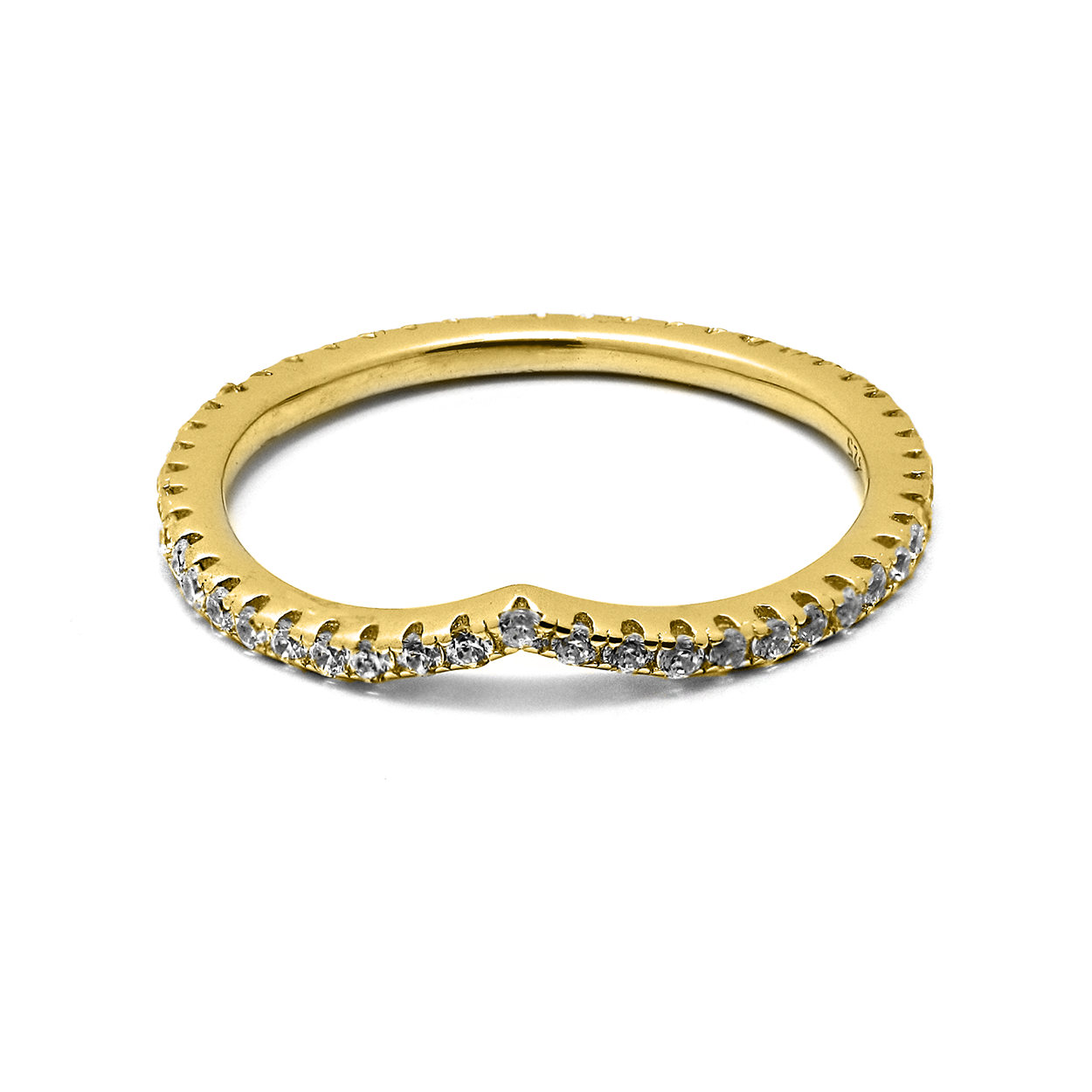 18kt Yellow Gold Plated Wedge Style Stackable Ring with Cubic Zirconia 2