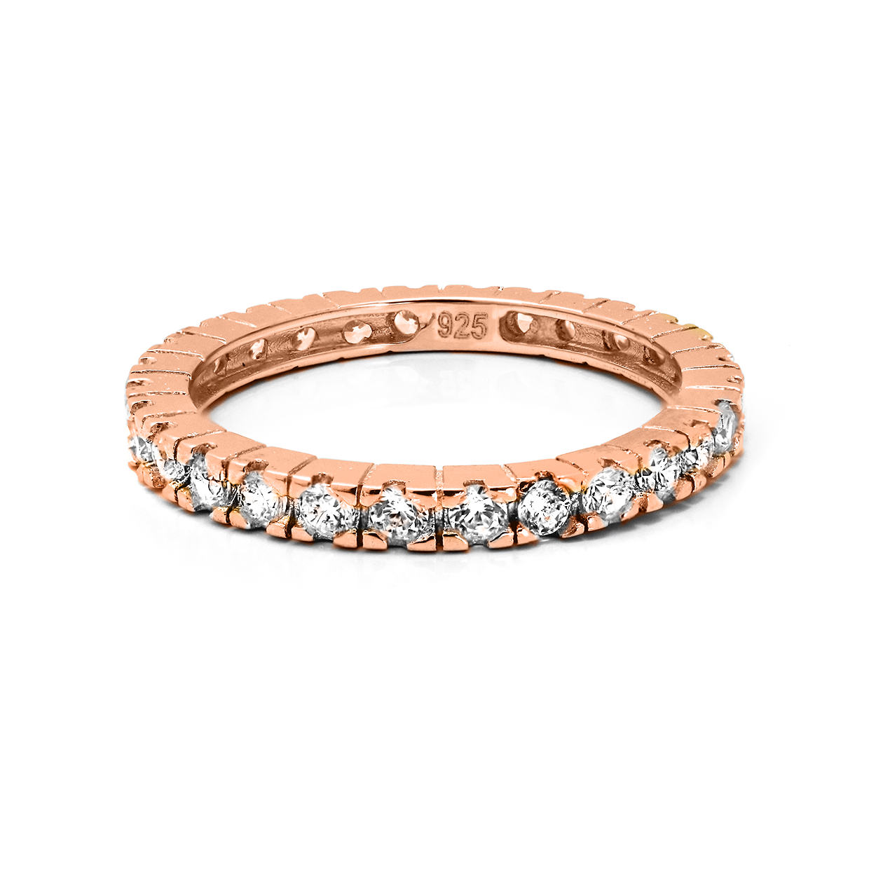 18kt Rose Gold Plated Cubic Zirconia Set Stacking Ring