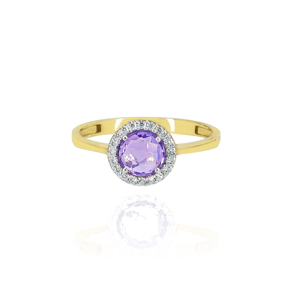 10kt Yellow Gold Amethyst Ring set with Cubic Zirconia
