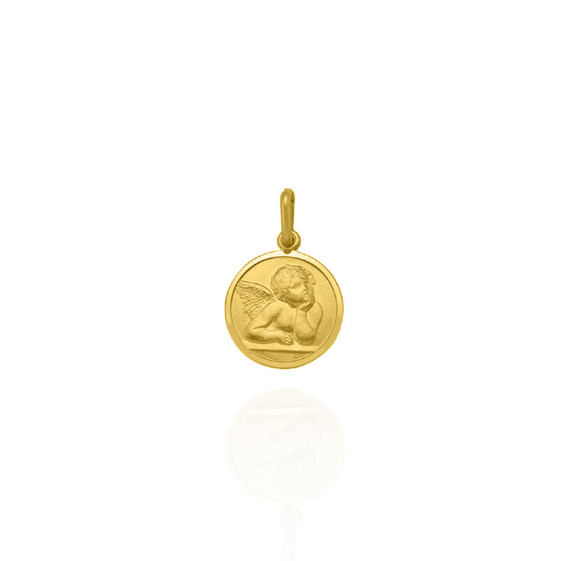 Solid Gold Angel Medallion Large