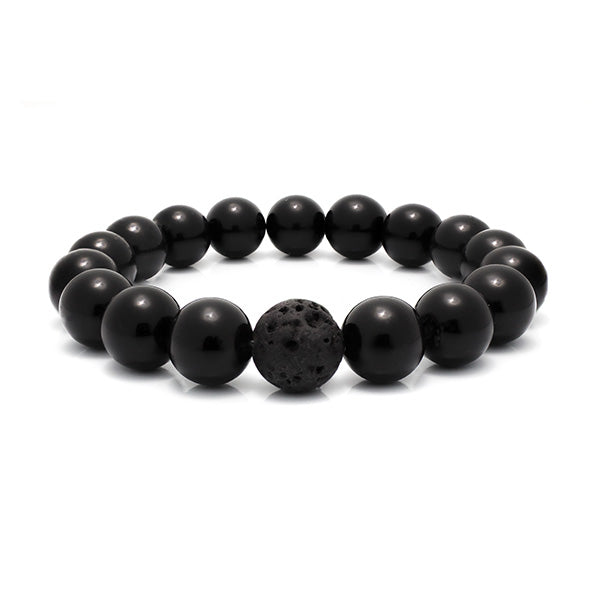 10mm Black Onyx and Black Lava Beaded Bracelet