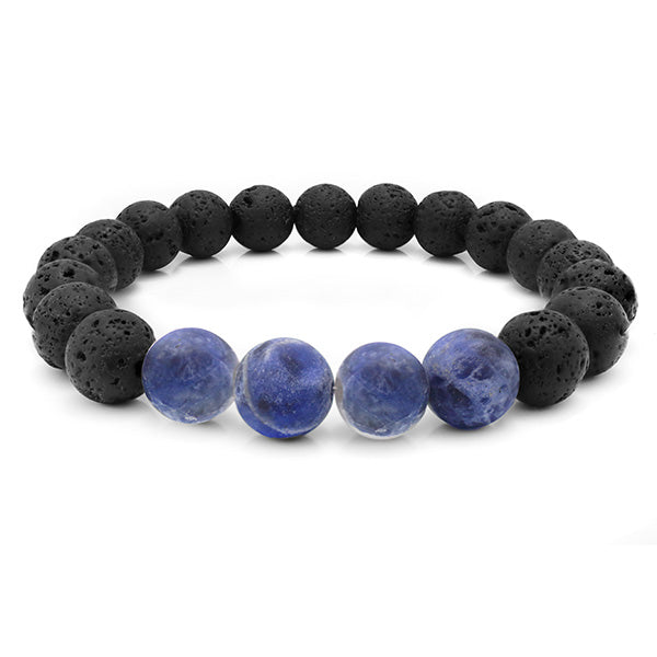 Sodalite and Black Lava Beaded Bracelet