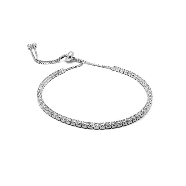 Sterling Silver Tennis Style Bracelet with Rubover Clasp