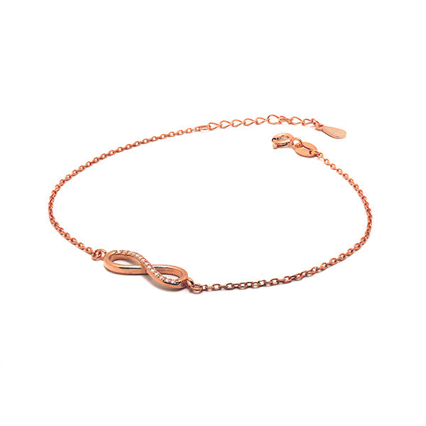 18kt Rose Gold Infinity Bracelet with Cubic Zirconia