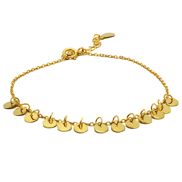18kt Yellow Gold Plated String of Charms Bracelet