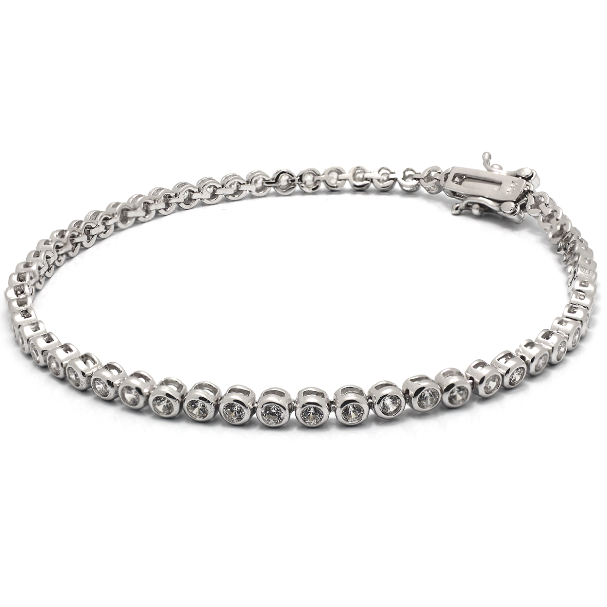 Sterling Silver Tennis Bracelet with Box and Figure-8 Clasp 1