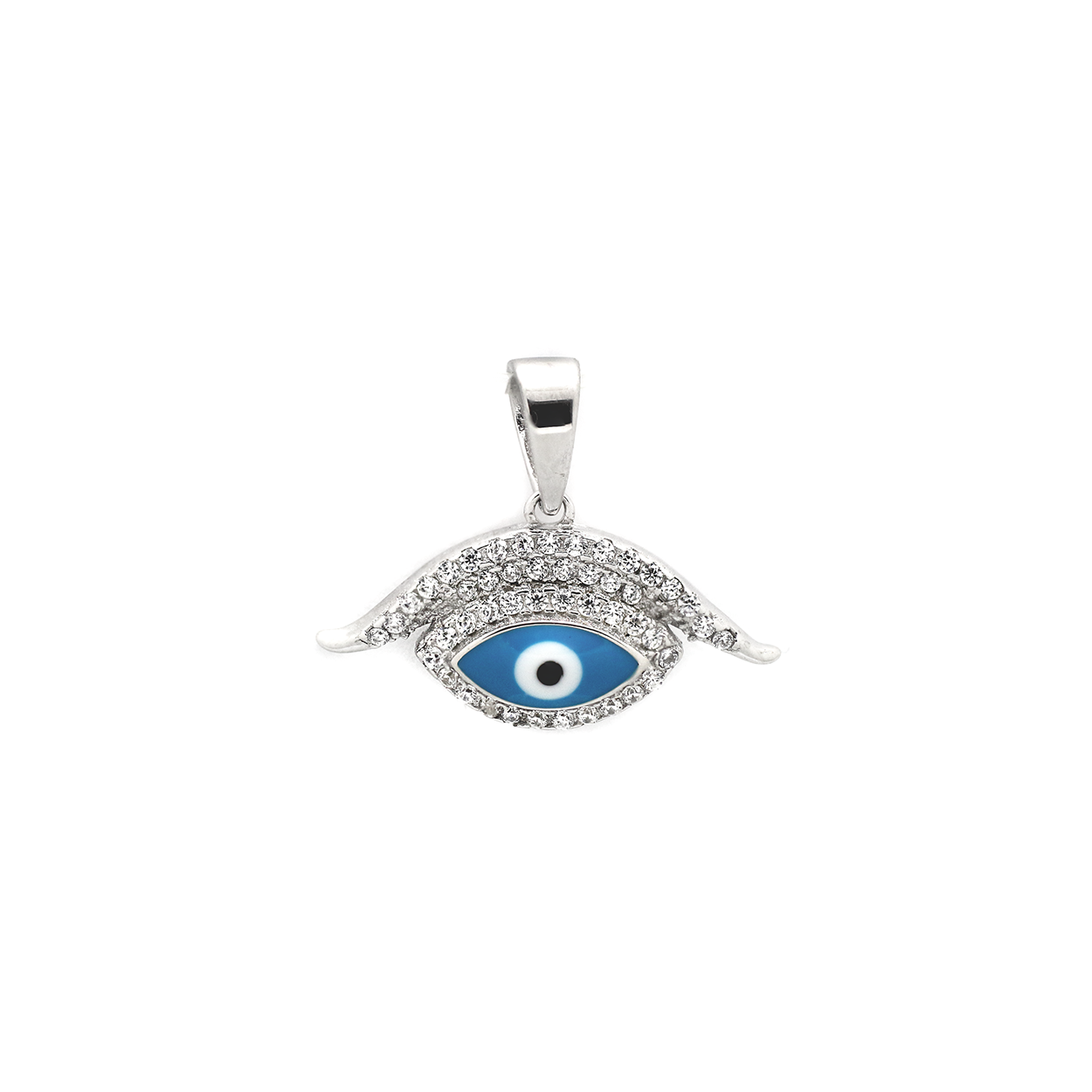 Sterling Silver Evil Eye Pendant set with Cubic Zirconia