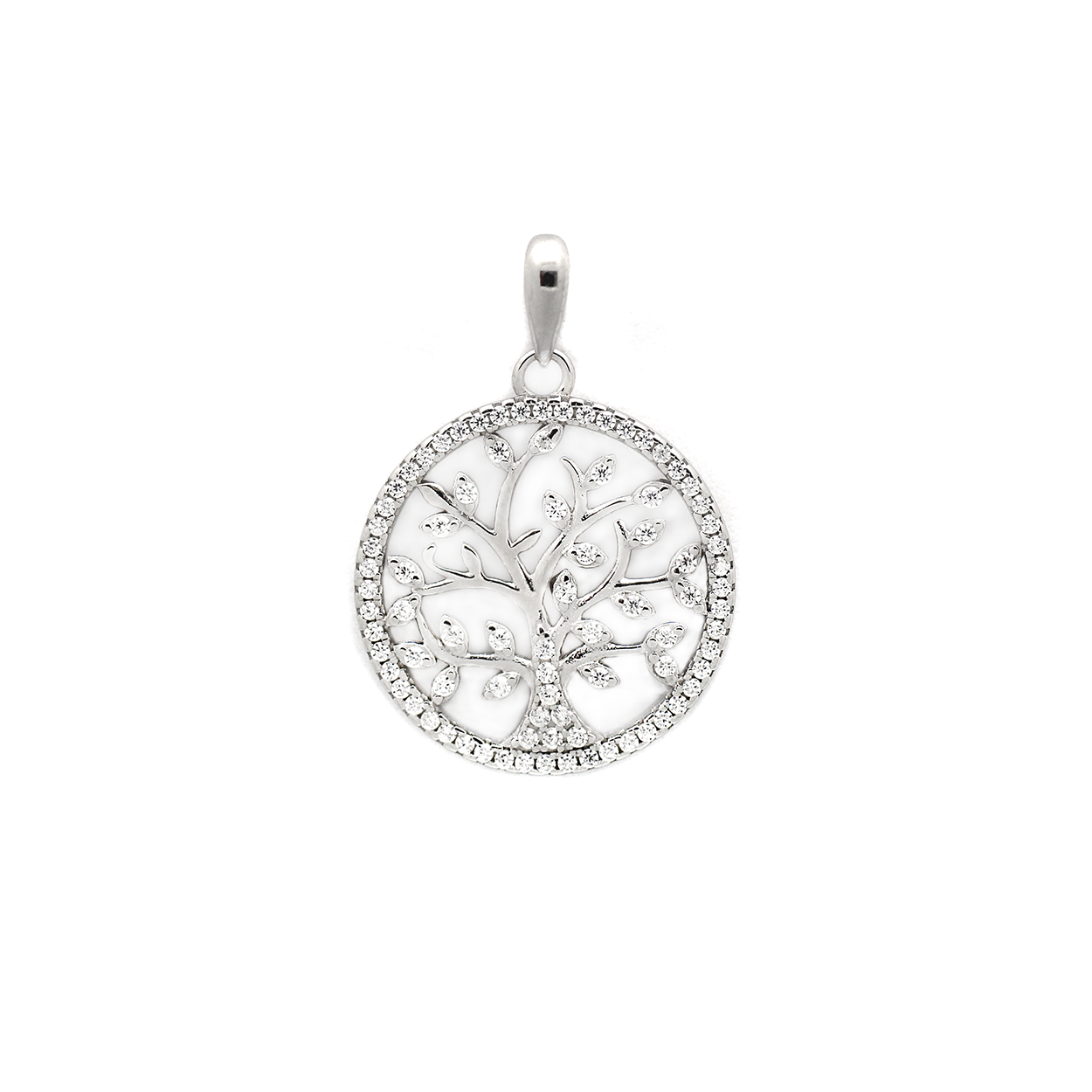 Sterling Silver Tree of Life Pendant set with Cubic Zirconia