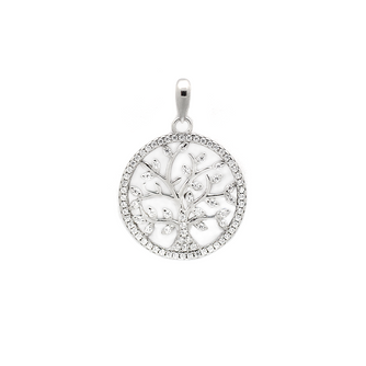 Sterling Silver Tree of Life Pendant set with Cubic Zirconia