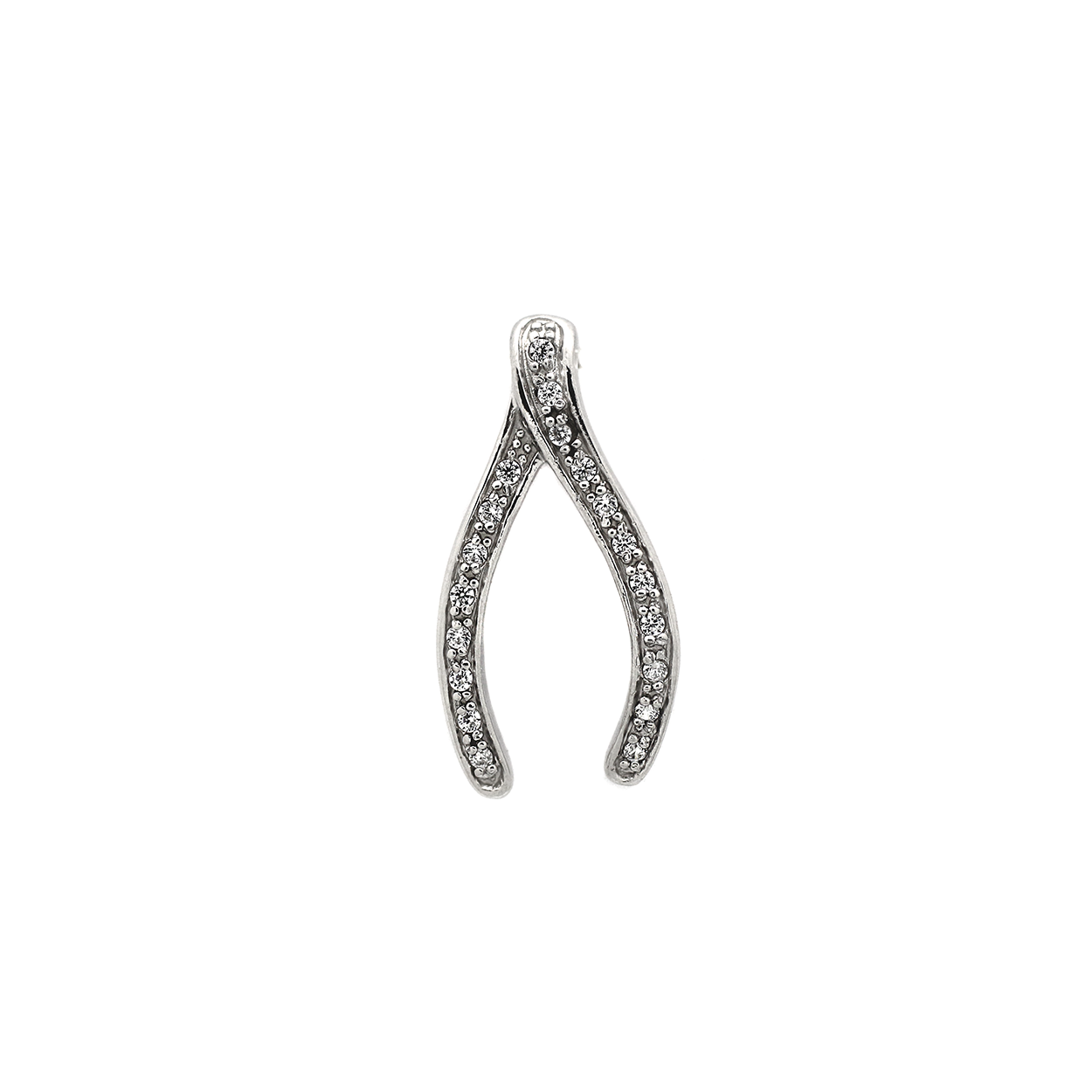 Sterling Silver Wishbone Pendant set with Cubic Zirconia