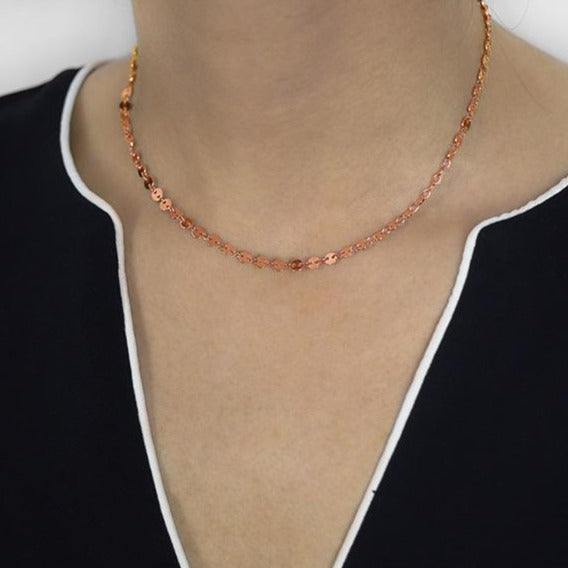 Sterling Silver 18kt Rose Gold Plated Choker Chain Worn by Woman