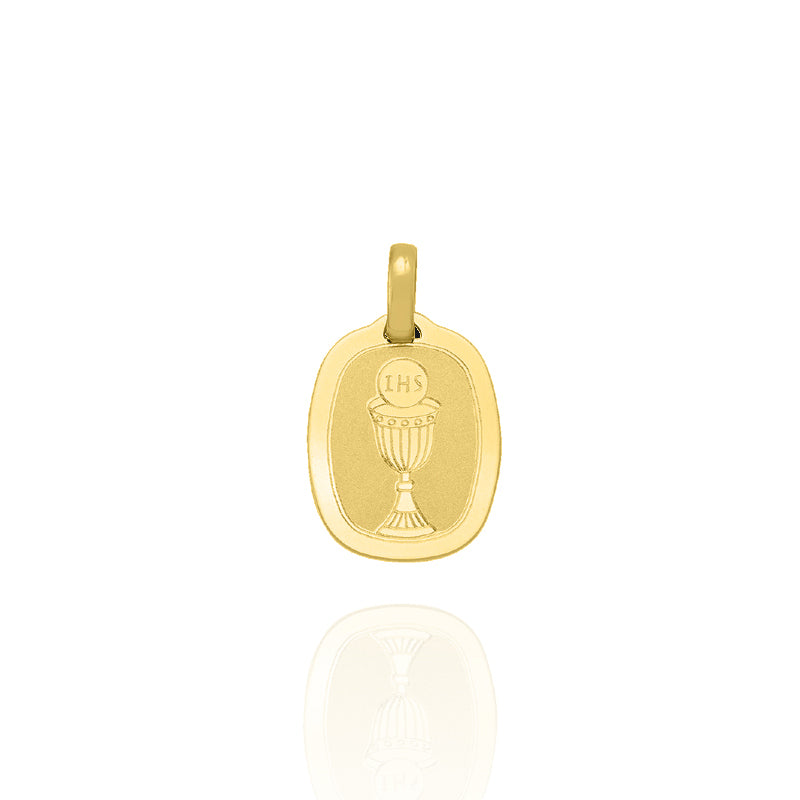 Solid Gold Rectangular Communion Medallion