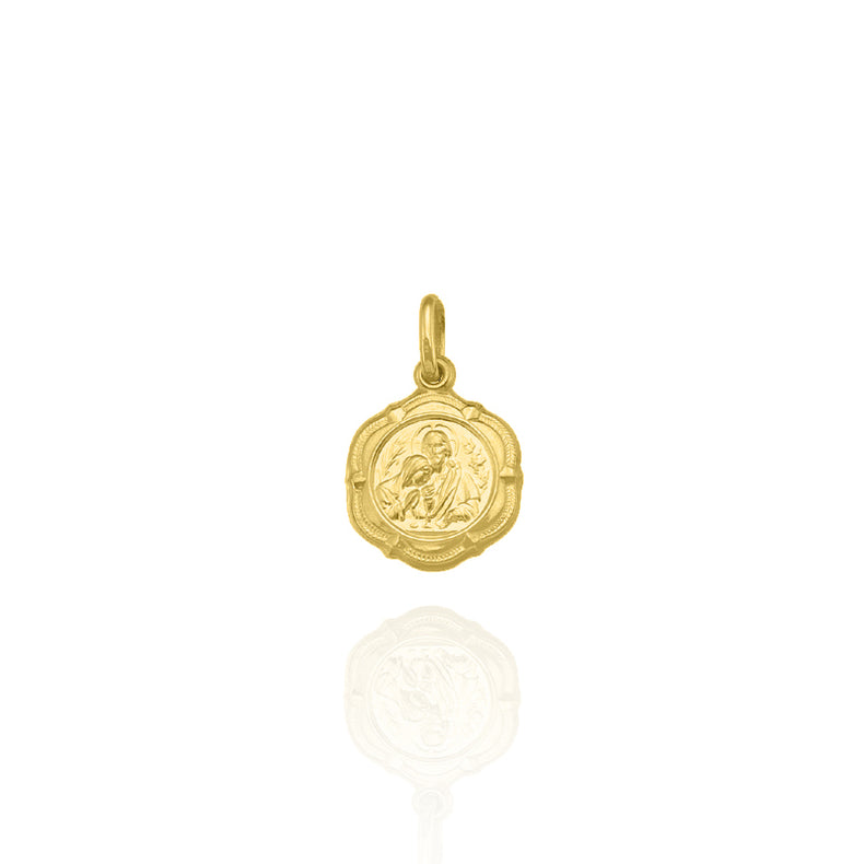 Solid Gold Textured Communion Medallion Medium