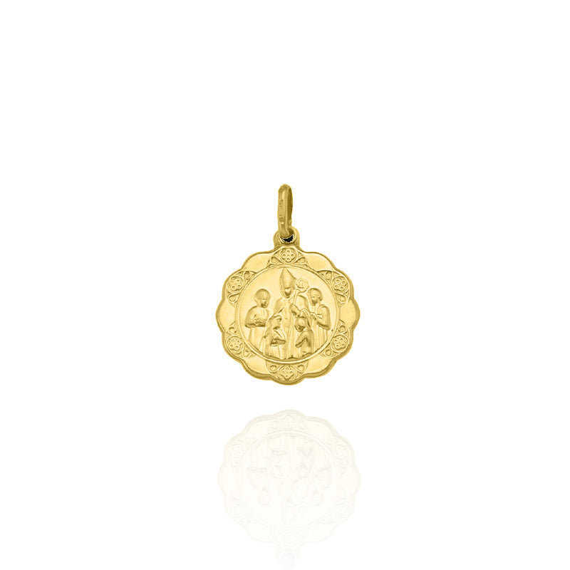 Solid Gold Textured Confirmation Medallion Large