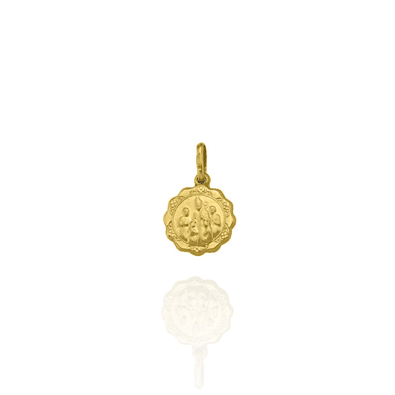 Solid Gold Textured Confirmation Medallion Small