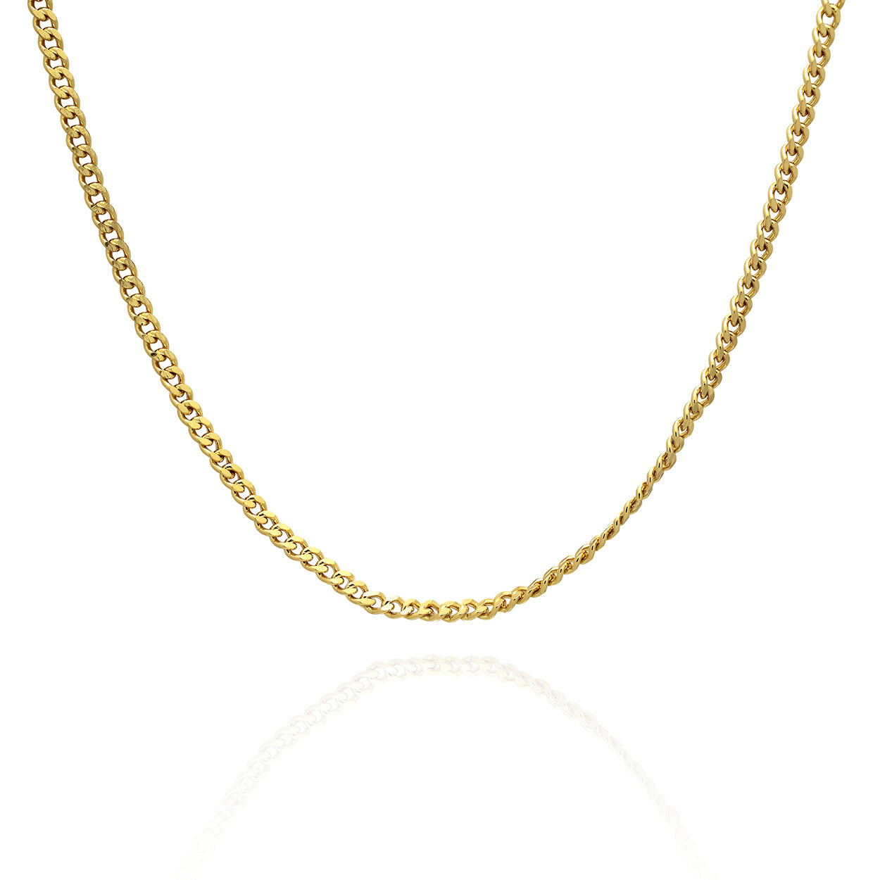 Sterling Silver Curb Style Choker Chain Plated in 18KT Yellow Gold