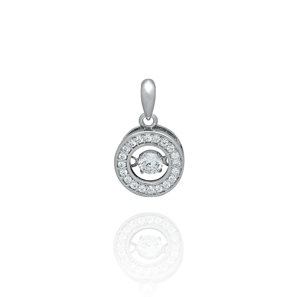 Sterling Silver Pendant with Cubic Zirconia and centre Dancing Cubic Zirconia