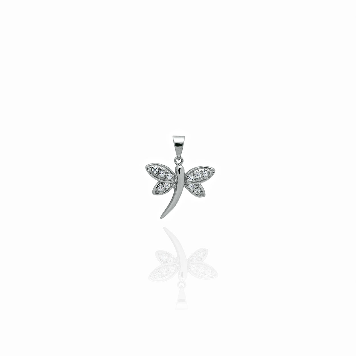 Sterling Silver Dragonfly Pendant set with Cubic Zirconia