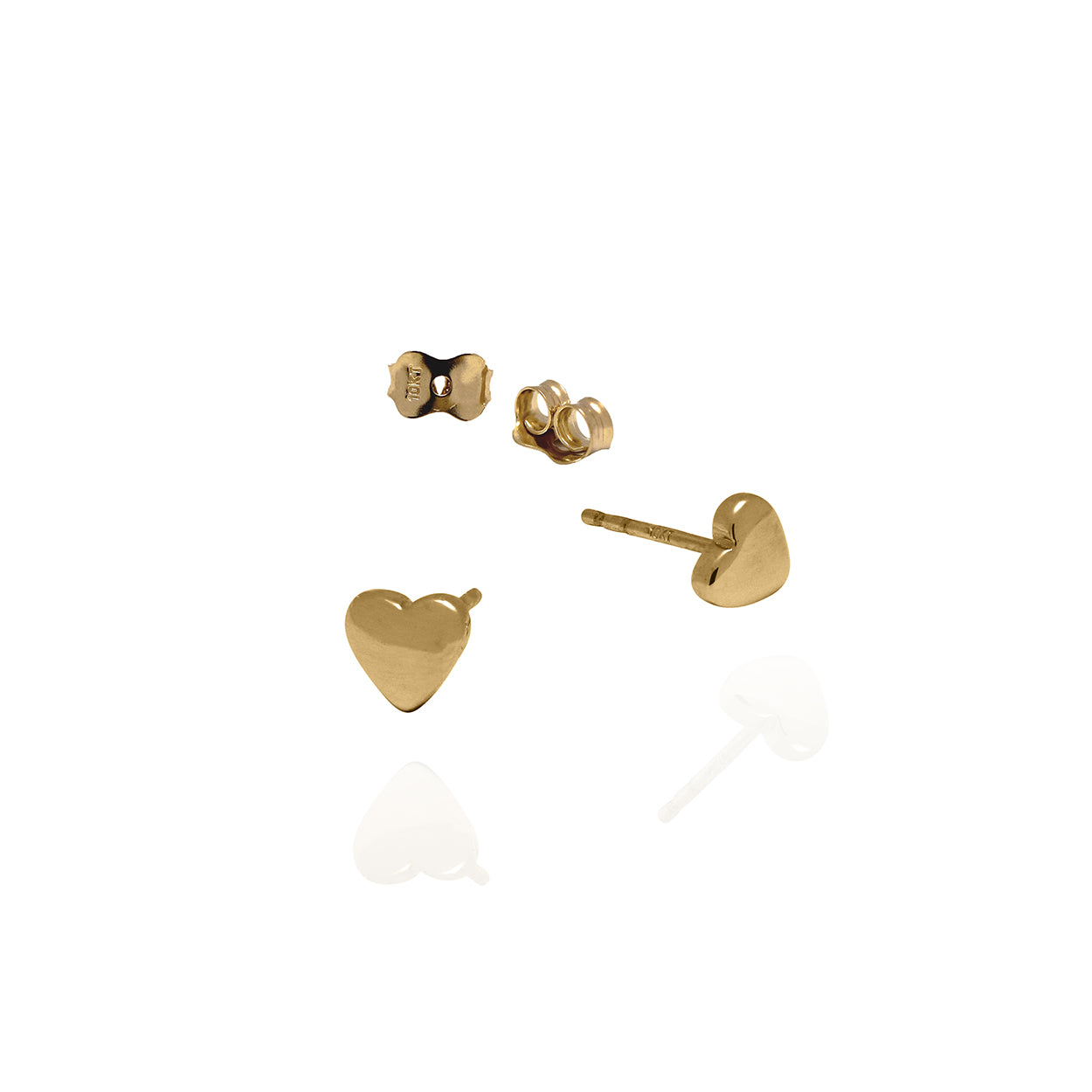 10kt Yellow Gold Full Heart Stud Earrings