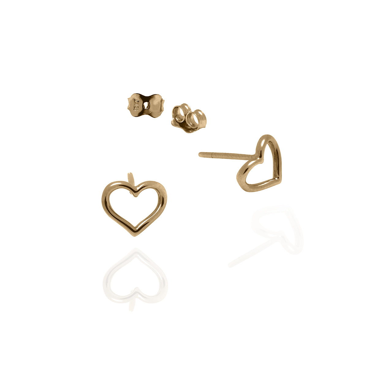 10kt Yellow Gold Open Heart Stud Earrings