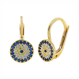 10KT Yellow Gold Sapphire Evil Eye Huggies