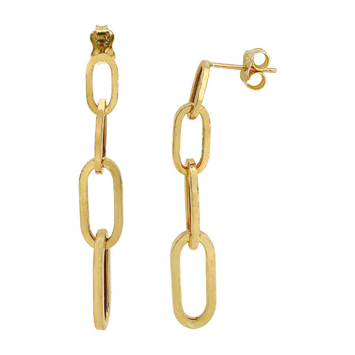 10KT Yellow Gold Paper Clip Dangle Earrings
