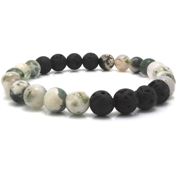 Green Tourmaline and Black Lava Beaded Bracelet 1