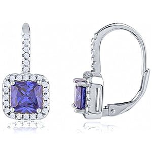 Tanzanite Cubic Leverback - Silver