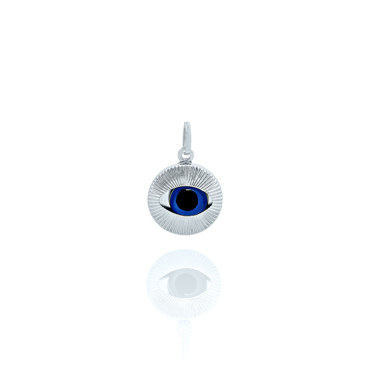 Solid White Gold Evil Eye Medallion Large