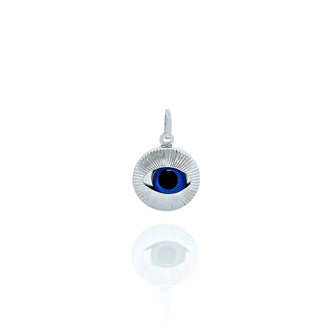 Solid White Gold Evil Eye Medallion Large