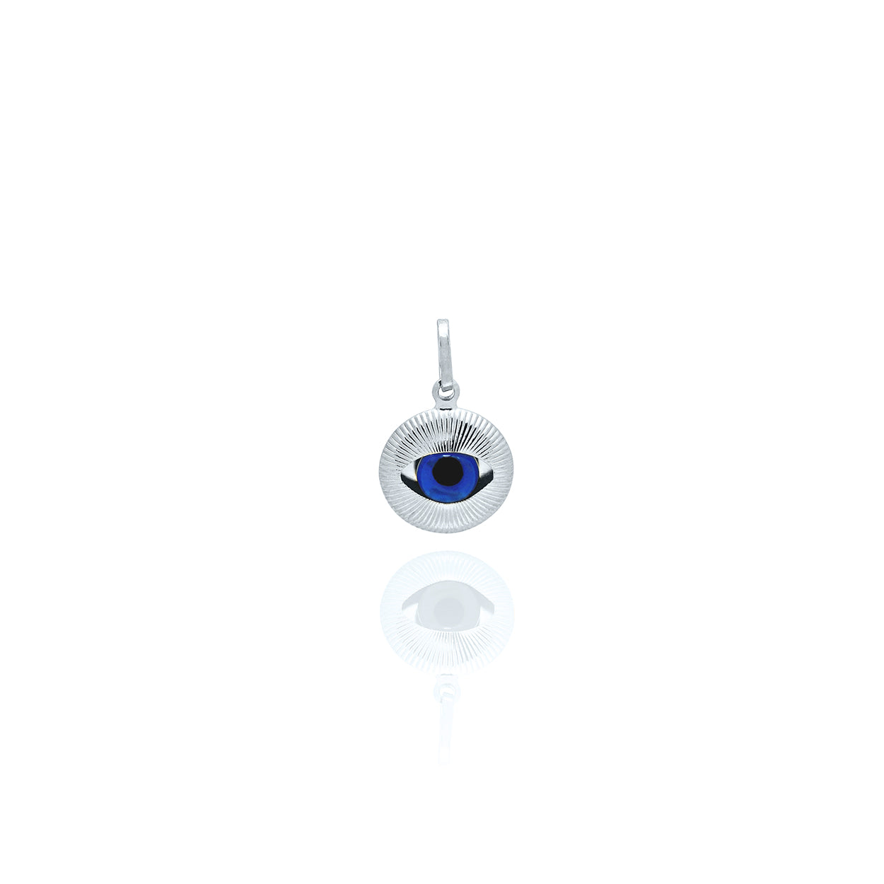 Solid White Gold Evil Eye Medallion Small