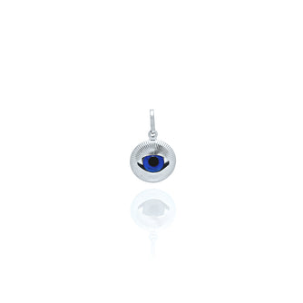 Solid White Gold Evil Eye Medallion Small