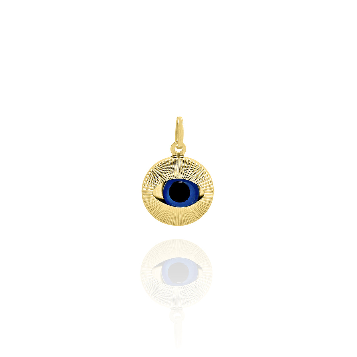 Solid Yellow Gold Evil Eye Medallion Large