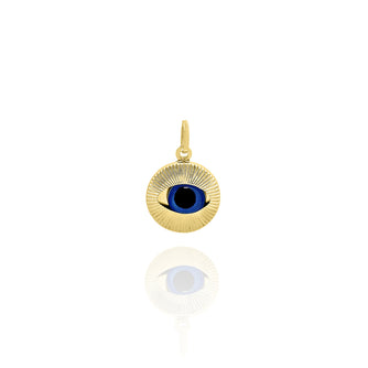 Solid Yellow Gold Evil Eye Medallion Large