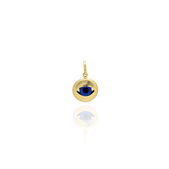 Solid Yellow Gold Evil Eye Medallion Small