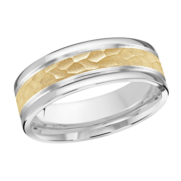 STYLE-001 - 4mm Solid Gold White Yellow Hammered Finish