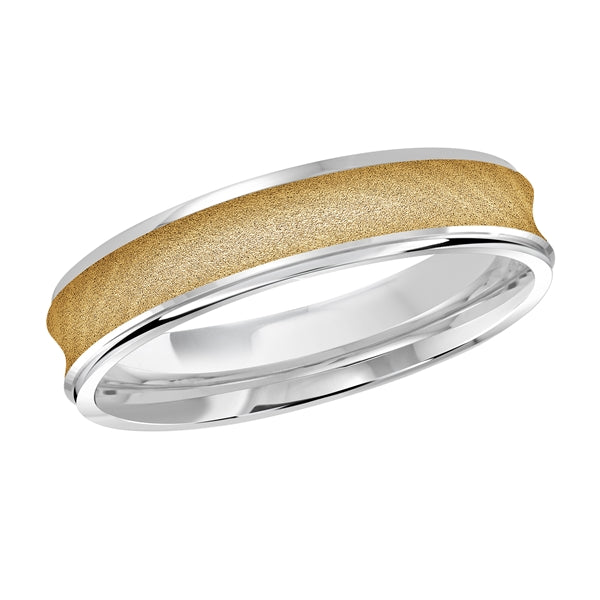 Style 014 Malo Wedding Band Solid Gold White Yellow Roll FInish