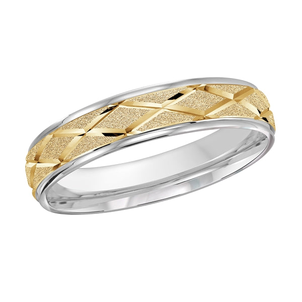 Style 20 Malo Wedding Band Solid Gold White Yellow Roll Finish