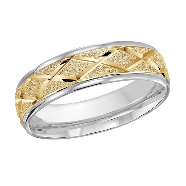 Style 21 Malo Wedding Band Solid Gold White Yellow Roll Finish