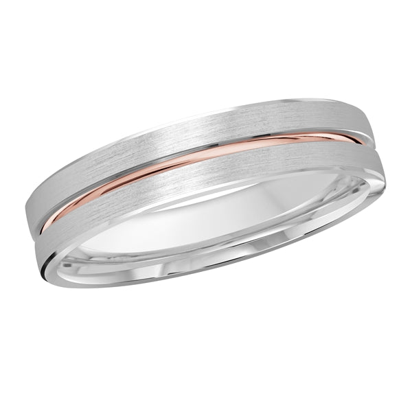 Style 018 Malo Wedding Band Solid Gold White Rose