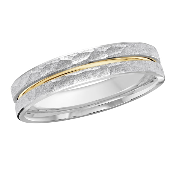 Style 018 Malo Wedding Band Solid Gold White Yellow Hammered  FInish